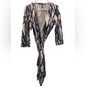 Diane von Furstenberg Julian Mini dress with surplice neck, abstract